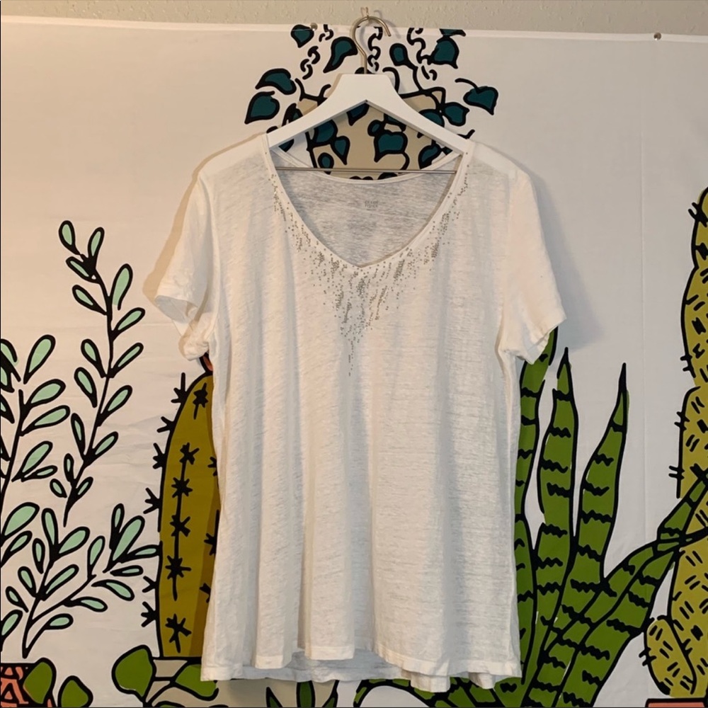 Eileen Fisher Beaded Linen Top